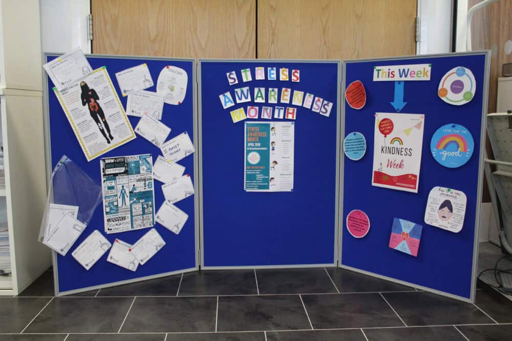 Our Resource Board raising awareness of stress and how it can affect your mind, body and behaviours.