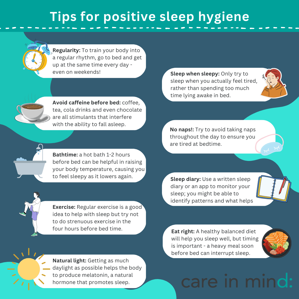 Infographic showing top tips for sleep